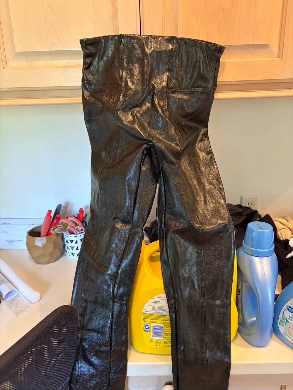 SPANX Black Faux Leather High-Waist Leggings